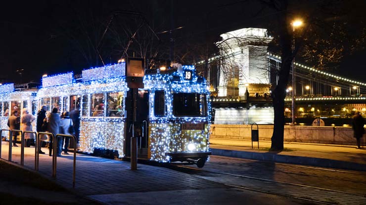 Christmas light tram