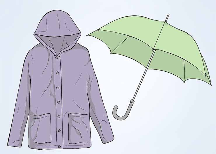 Take a waterproof jacket or umbrella