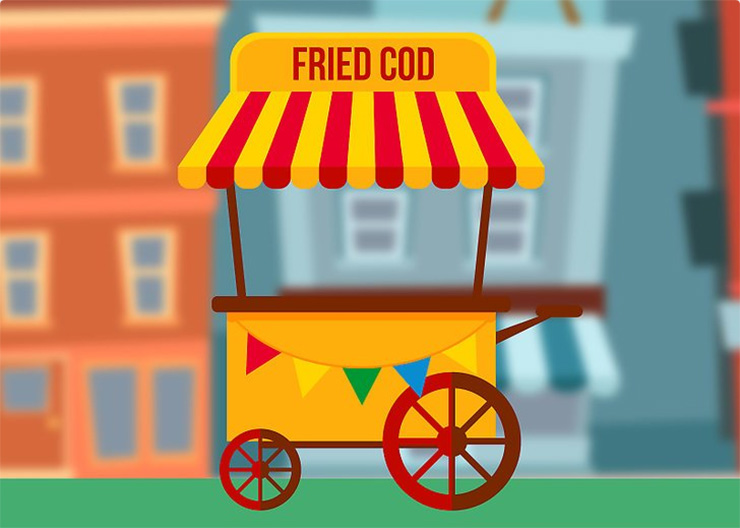 Eat fried cod on the street