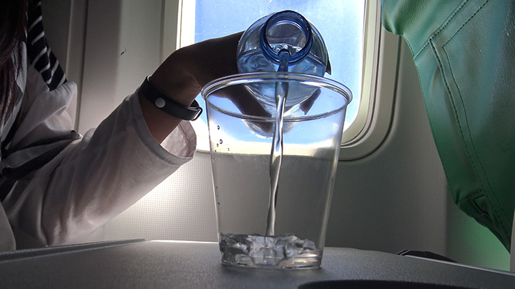 water on plane