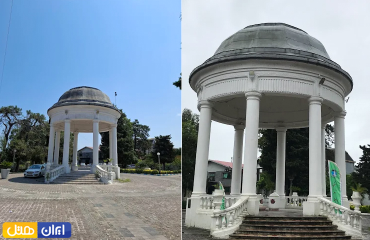 جاهای دیدنی بندر انزلی، سرزمین مردابهای آرام و رودهای روان 12 دو عکس از بنای سفید رنگ حافظیه انزلی در بهار