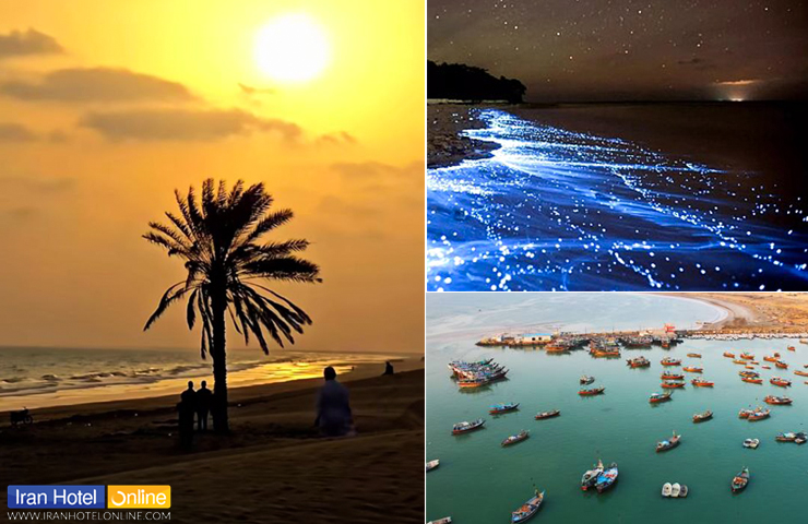 غروب رویایی ساحل درک، تصویری از اسکله تیس و ساحل شب تاب چابهار