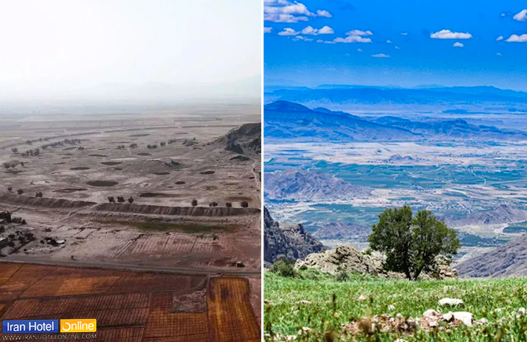 دو تصویر زیبا از شهر تاریخی دارابگرد فارس در دو فصل تابستان و زمستان با دو چهره متفاوت