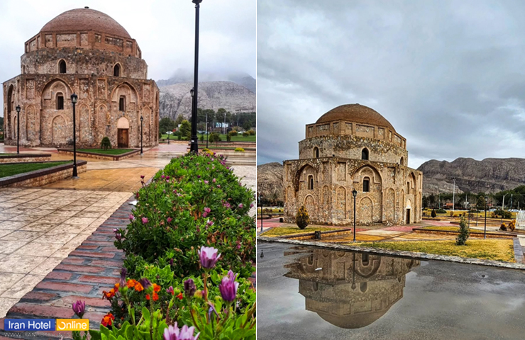 جاهای دیدنی کرمان؛ معرفی باغها، کویرها و جذابیتهای کرمان 2 دو عکس از گنبد تاریخی جبلیه با هوای تازه بهاری از جاذبه های دیدنی بهار