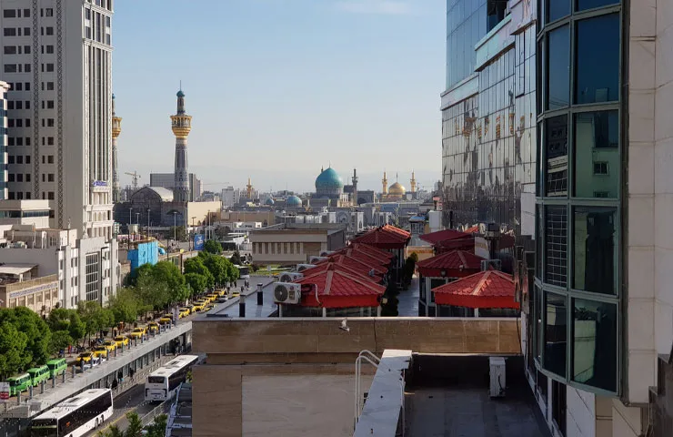 ویو اتاق های هتل جواهر شرق مشهد رو به حرم