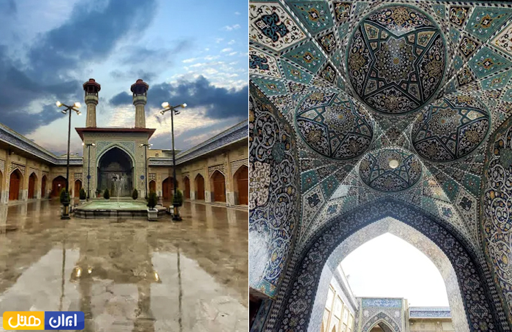 جاهای دیدنی گرگان؛ بهترین جاذبه های طبیعی و تاریخی گرگان 31 تصویری از گلدستههای مسجد گلشن در یک روز بارانی و نمایی از زیر طاق و آجرکاری های مسجد