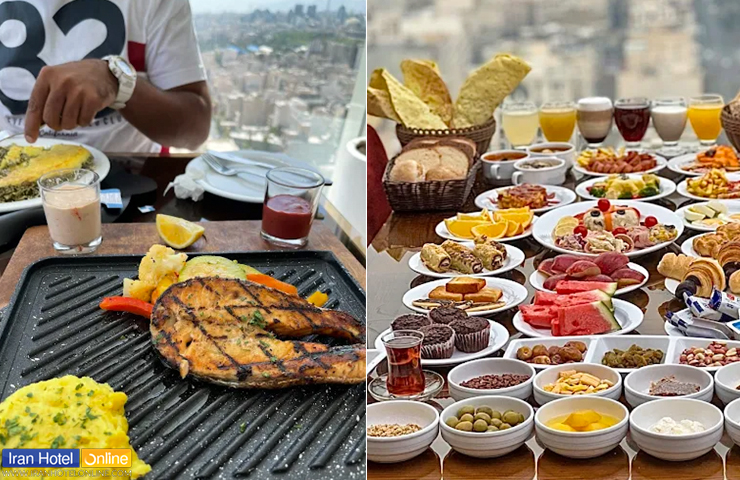 میز مفصل منوی صبحانه رستوران هتل پرشین پالازا تهران
