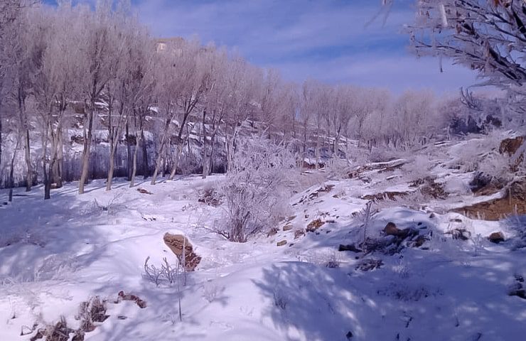 طبیعت برفی روستای چادگان اصفهان