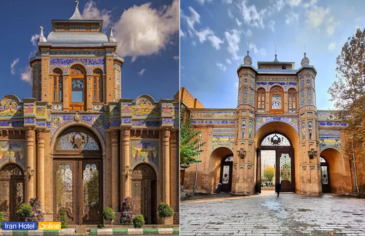 جاهای دیدنی تهران؛ دیدنی های تهران که نباید از دست بدهید! 39 دو تصویر زیبا از سردر باغ ملی تهران در یک روز زیبای بهاری با معماری و کاشی کاری منحصربفرد