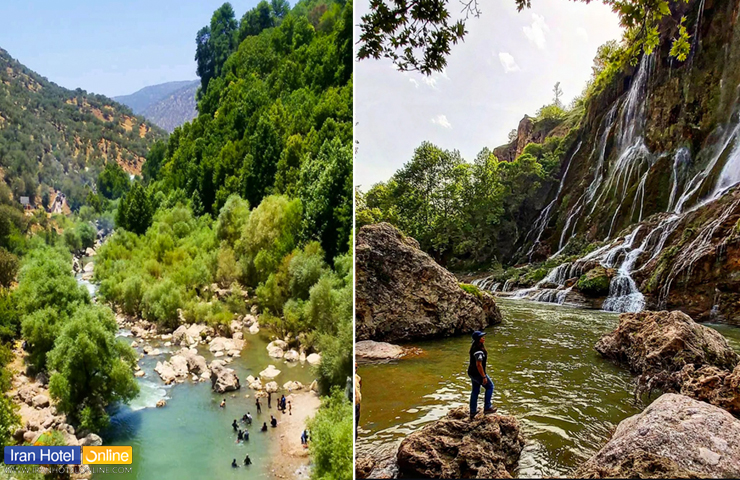 آبشار بیشه؛ نوازش زلال آب بر گیسوی درختان 5 تصویری از گردشگرانی که مشغول تفریح و بازدید از آبشار بیشه هستند