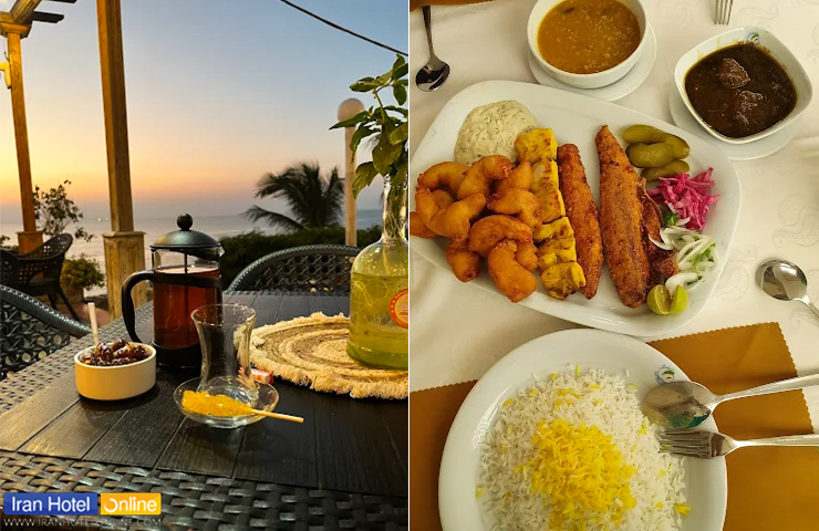 رستوران هتل لیپار چابهار؛ معرفی منو و قیمت غذاهای ایرانی و فرنگی 5 رستوران روف گاردن با ویو غروب زیبای دریا و عکسی از غذاهای دریایی در هتل لیپار
