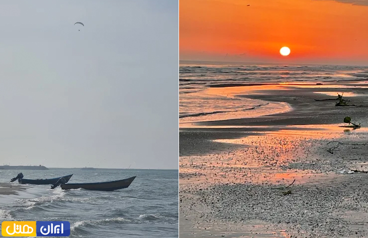 جاهای دیدنی اطراف بندر انزلی؛ از روستاهای توریستی تا مرداب و جنگل 11 غروب زیبا و تصویری از قایقهای موتوری در ساحل زیبای جفرود