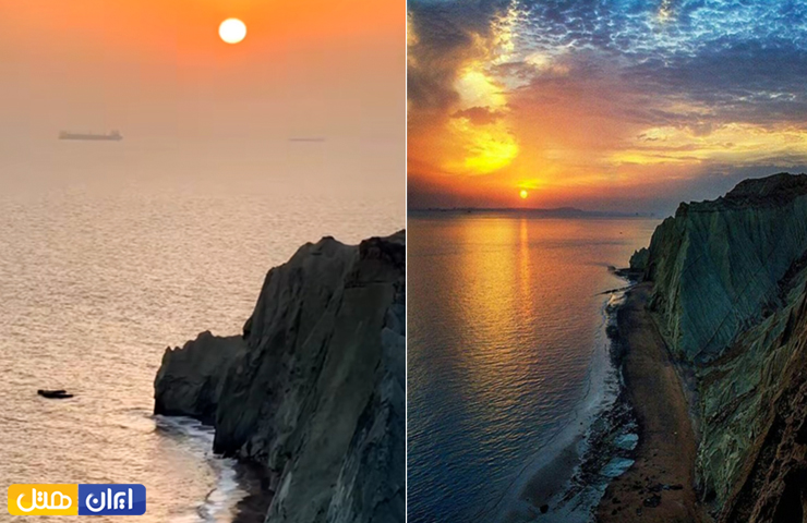 منظره غروب تماشایی از دریچه پرتگاه غروب هرمز