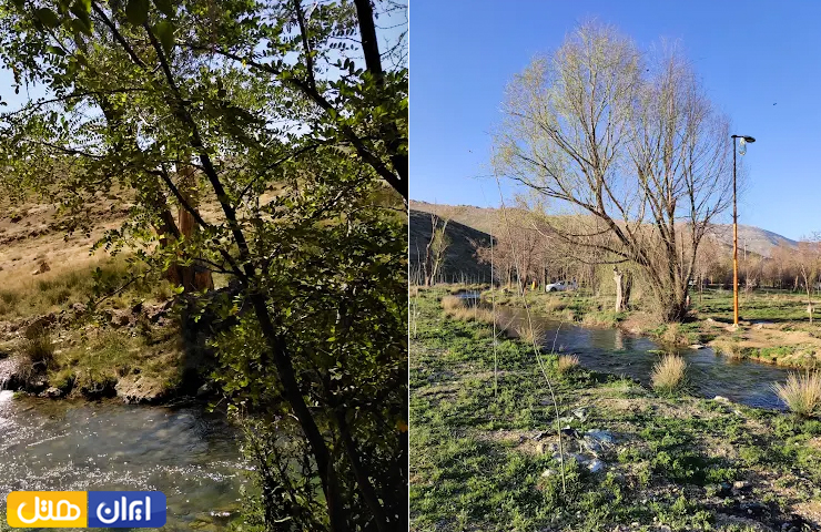 دو عکس زیبا از طبیعت سرسبز و جذاب در اطراف چشمه دیمه شهرکرد
