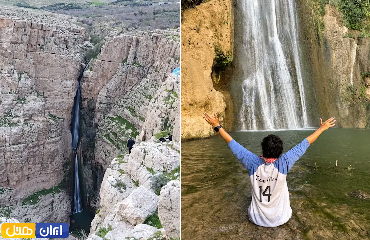 جاهای دیدنی کرمانشاه؛ از معبد آناهیتا تا بیستون زیبا! 3 دو عکس از آبشار پیران در بهار و تابستان و گردشگری که مشغول تفریح در طبیعت زیبای آبشار است