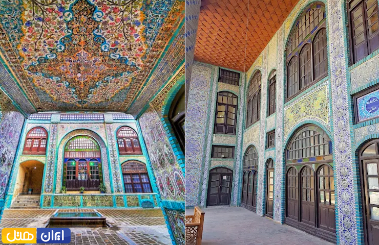 جاهای دیدنی کرمانشاه؛ از معبد آناهیتا تا بیستون زیبا! 9 دو تصویر زیبا از معماری و کاشی کاریهای جذاب و حیرتانگیز در تکیه معاون کرمانشاه