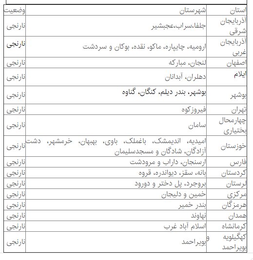 شهرهای نارنجی نوروز