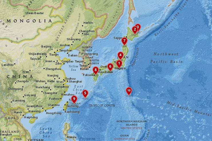 Map of national parks in Japan