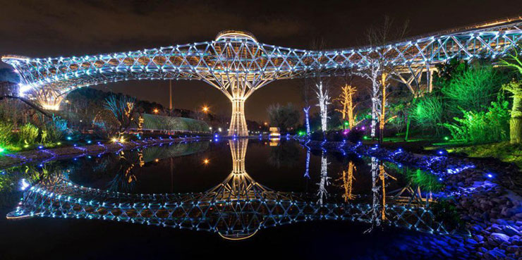 پل طبیعت در شب زاویه دید افقی